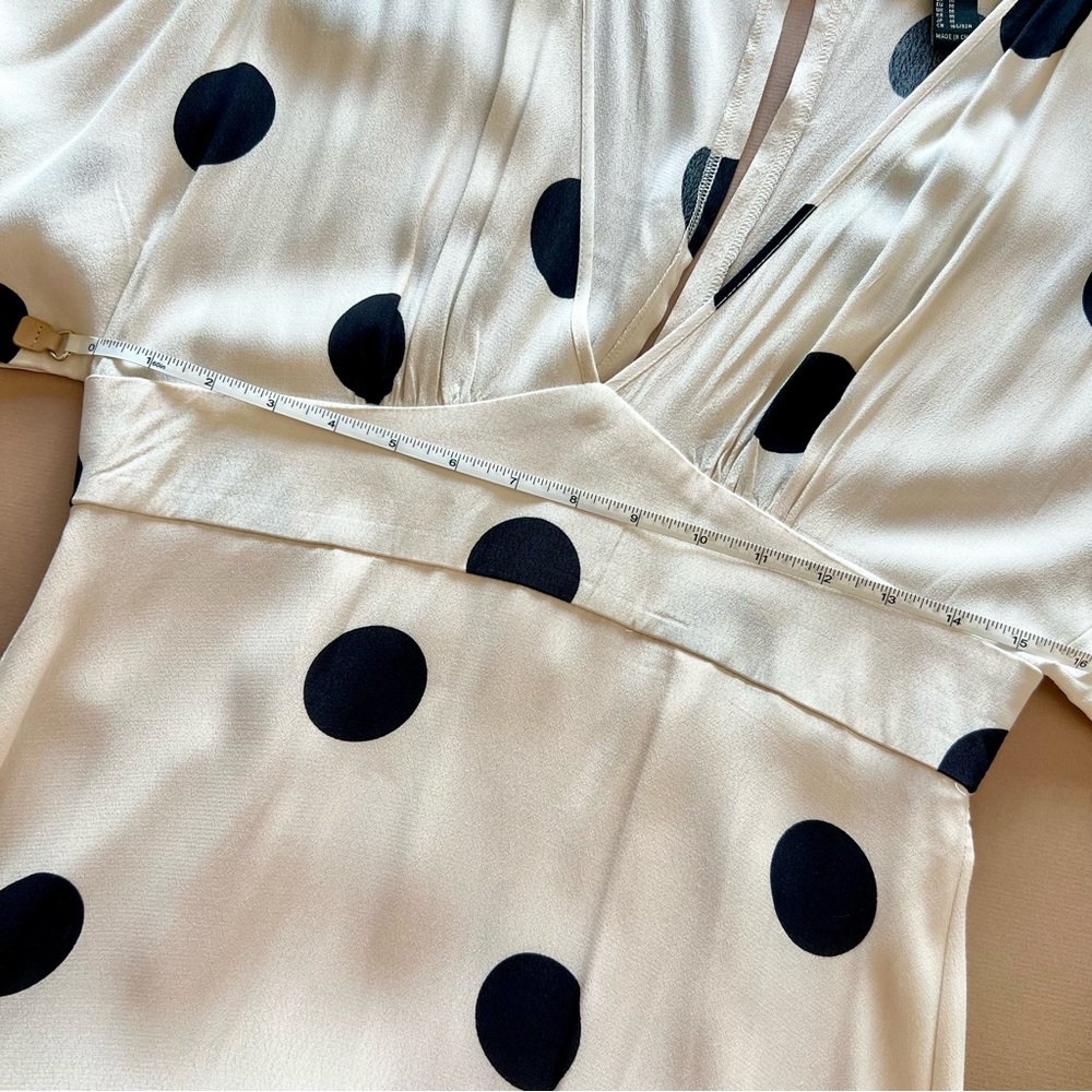 Ivory & Black Polka Dot V-Neck Dolman Sleeve Maxi Dress NWT - Picture 9 of 16